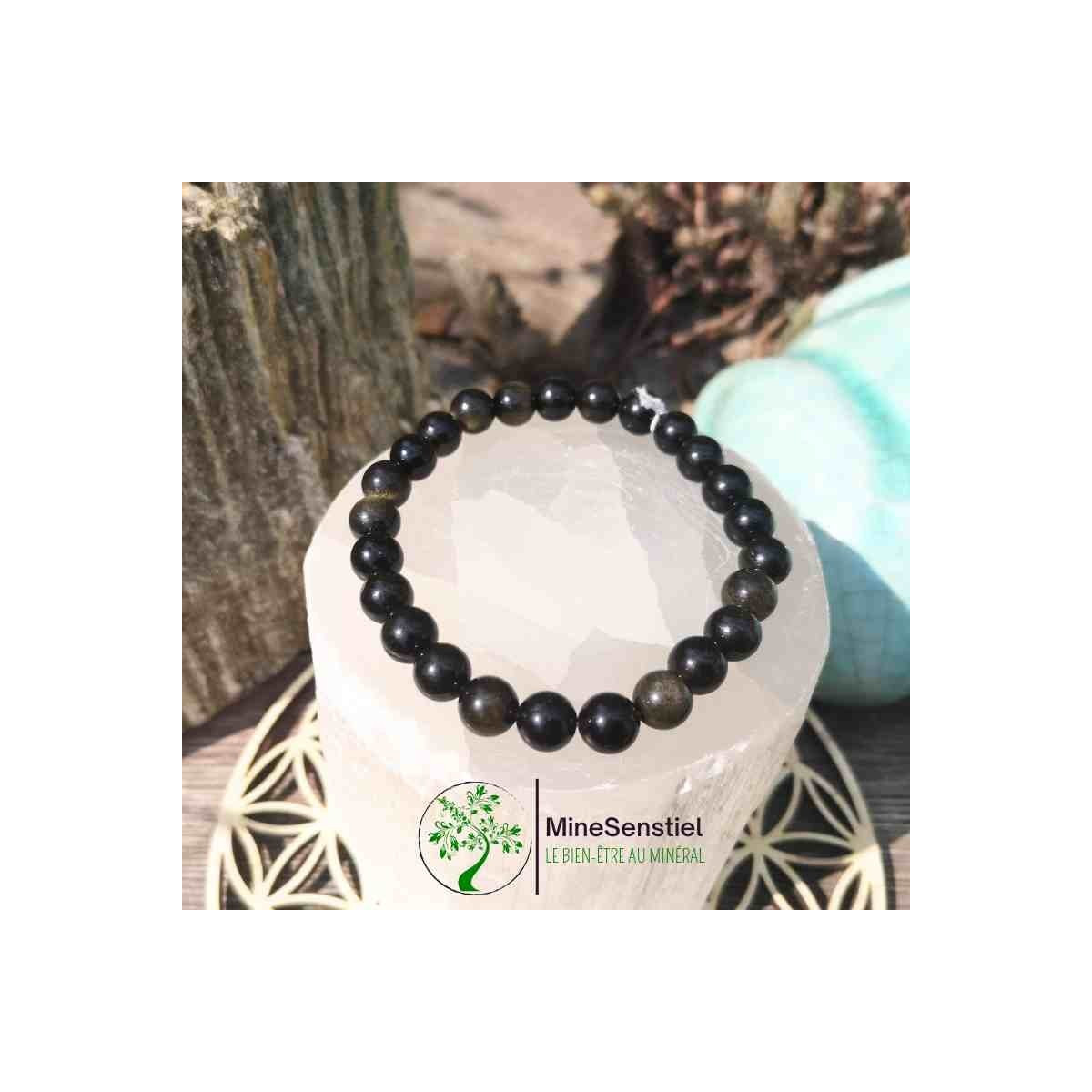 Bracelet obsdienne dorée homme | Minesenstiel