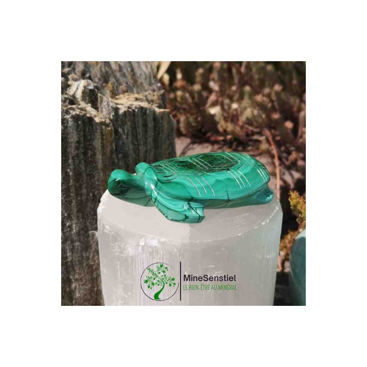 Tortue en pierre malachite