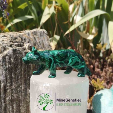 Tigre en pierre malachite