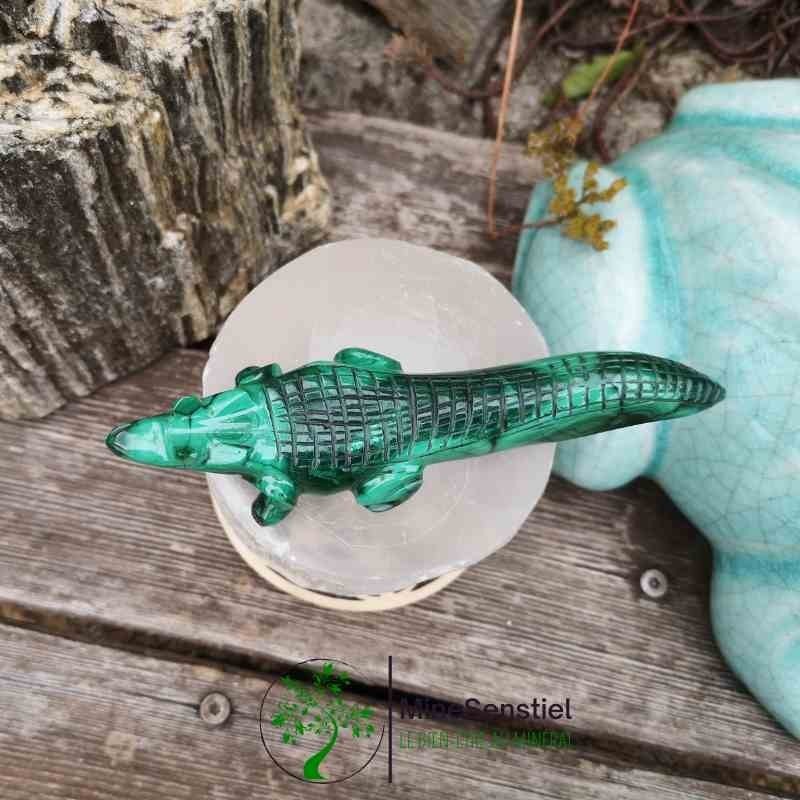 Crocodile en pierre malachite