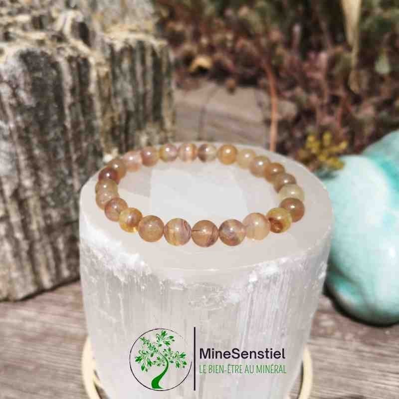 Bracelet fluorite jaune violette 8mm