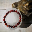 bracelet oeil de taureau 8mm sélénite et bouddha gros plan