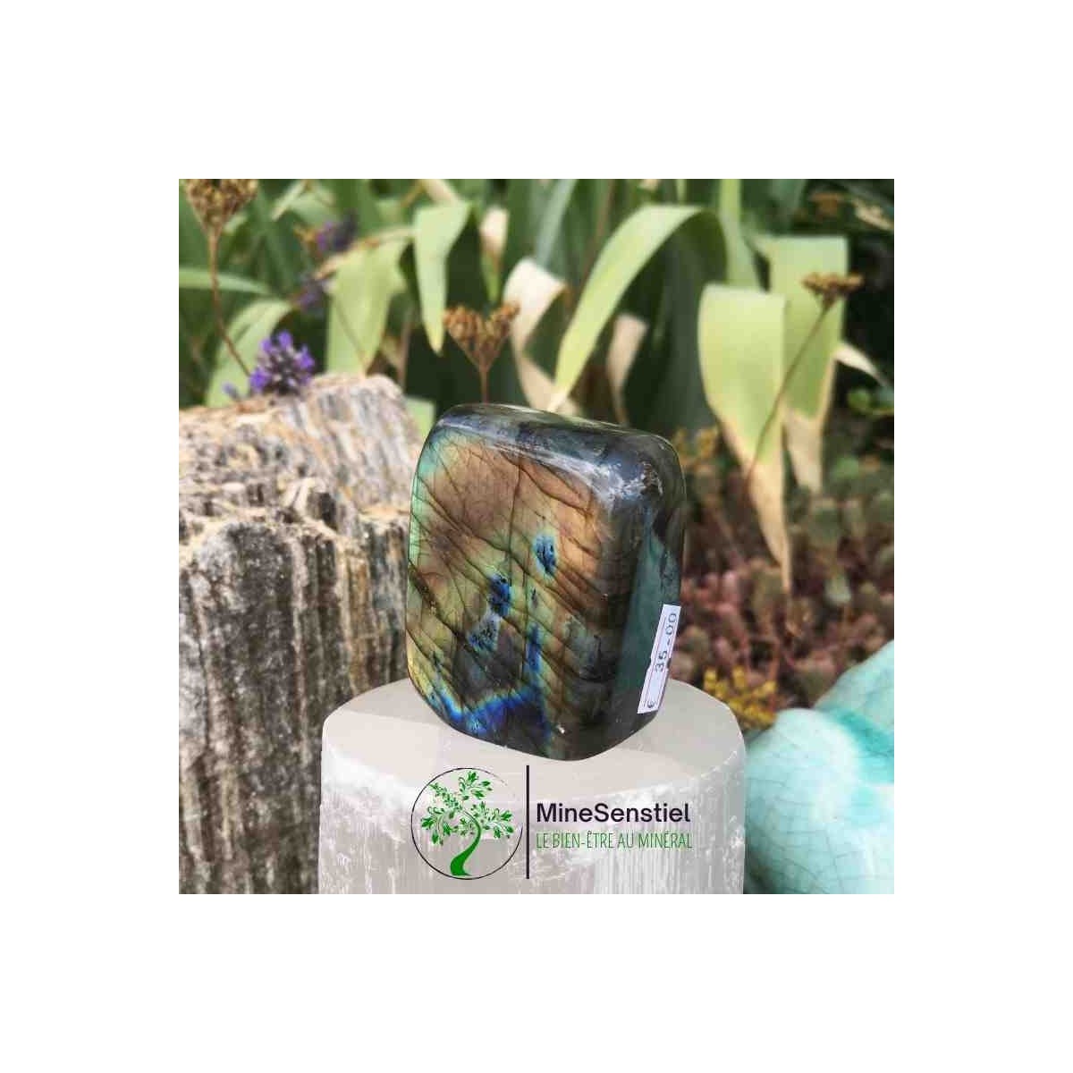 Labradorite multicolore forme à poser