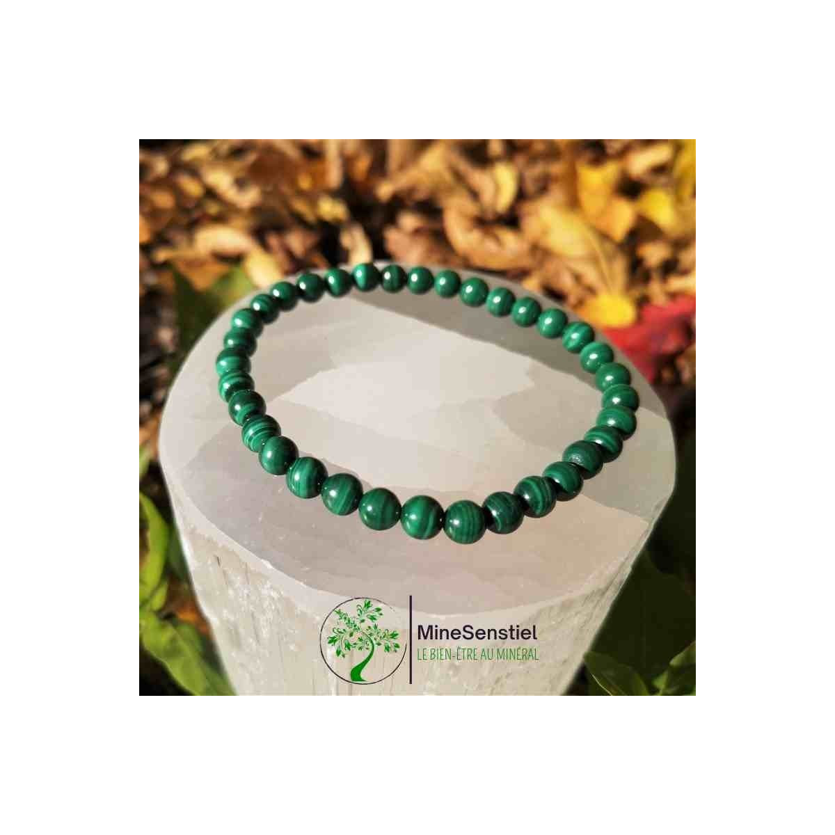 bracelet malachite 6mm