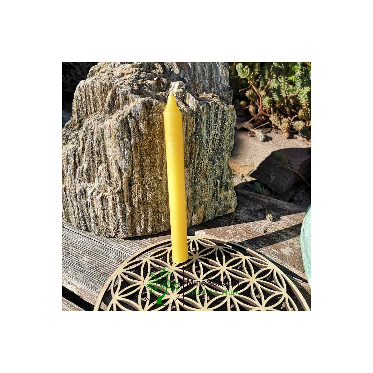 Bougie jaune chandelle 13cm rituel