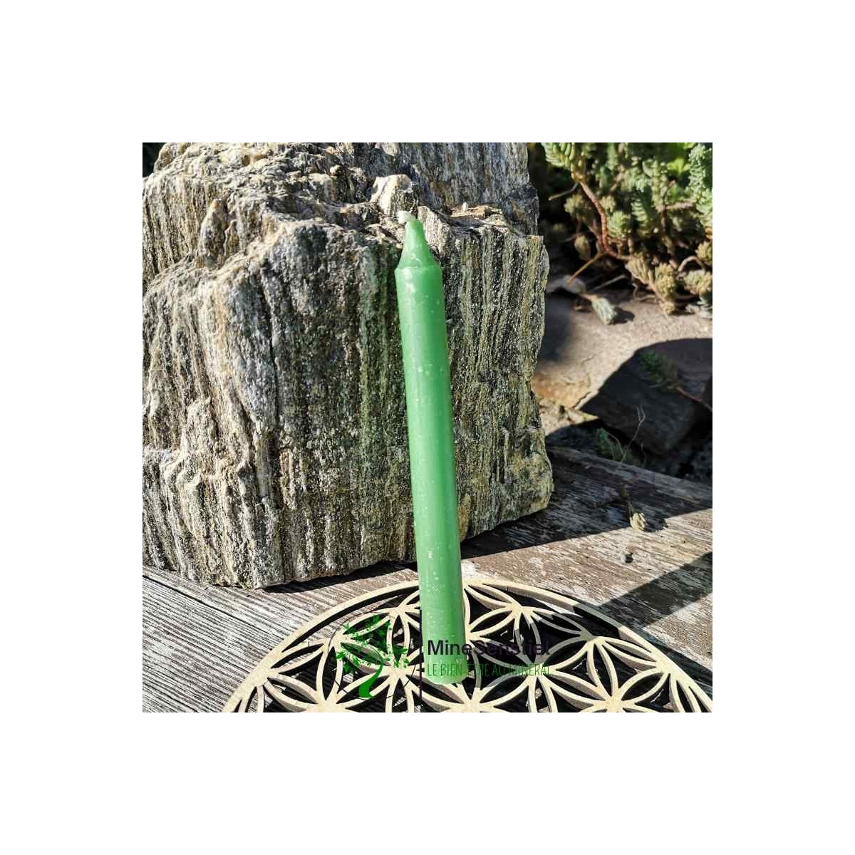 Bougie vert chandelle 13cm rituel